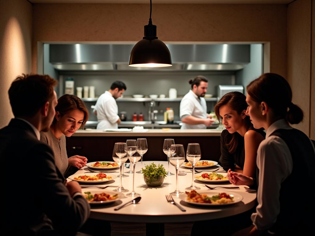Chef's table open kitchen dining experience